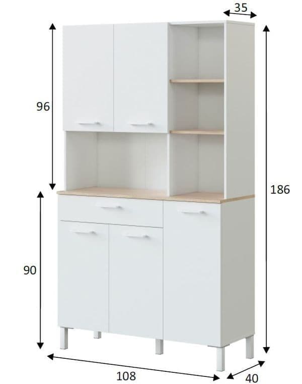 Denby White And Oak 5 Door Utility Kitchen Cupboard
