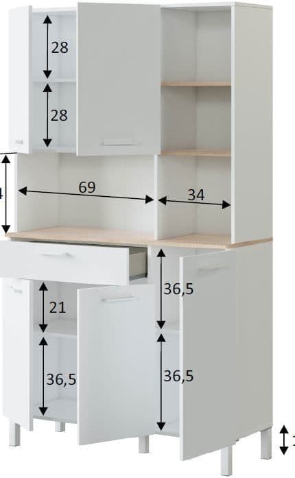 Denby White And Oak 5 Door Utility Kitchen Cupboard