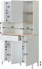 Denby White And Oak 5 Door Utility Kitchen Cupboard