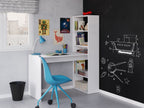 Double Matt White Computer Desk with Bookcase
