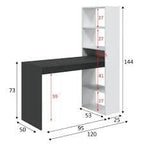 Double White and Grey Effect Computer Desk with Bookcase