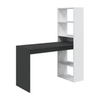 Double White and Grey Effect Computer Desk with Bookcase