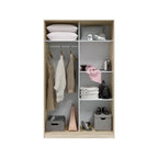 Durham Arctic White and Oak Effect Small Narrow Sliding 2 Door Wardrobe 120cm Wide