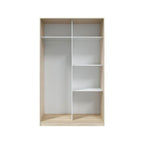 Durham Arctic White and Oak Effect Small Narrow Sliding 2 Door Wardrobe 120cm Wide