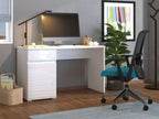 Elano White Gloss Computer Desk With Drawers