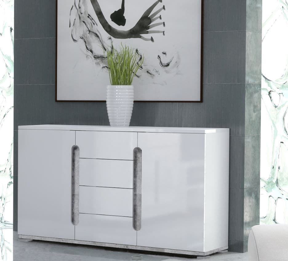 Elise White High Gloss And Grey 2 Door / 4 Drawer Sideboard — alternate product view