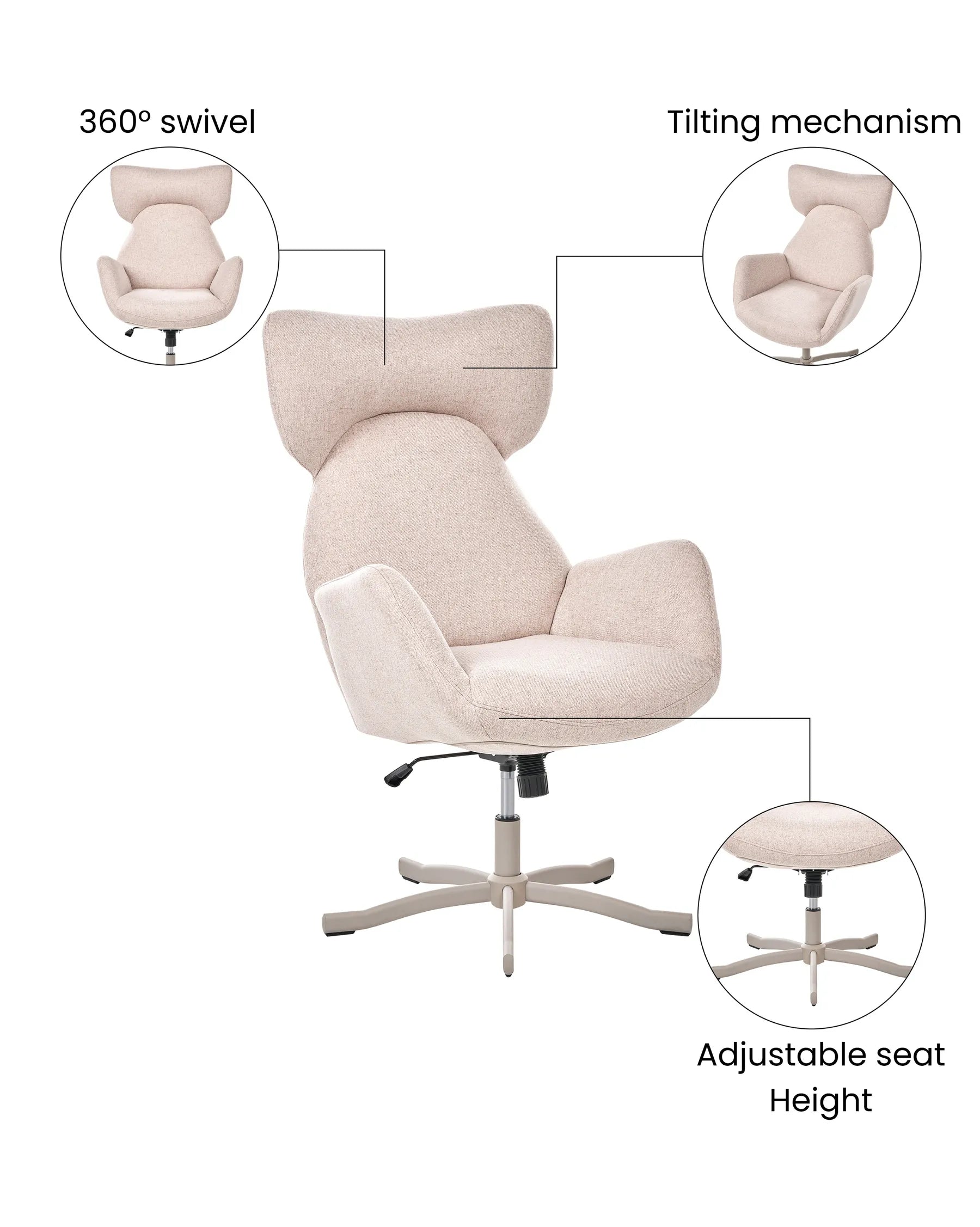 Swivel Armchair SONDERBY Fabric Beige
