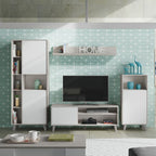 Eriksen White And Concrete Grey Effect Large TV Entertainment Wall Unit Cabinet