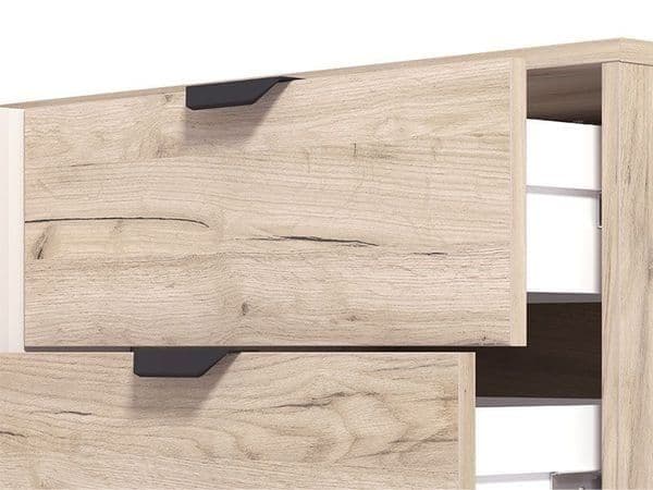 Evandria Grey Oak Effect And Cashmere Slatted Sideboard