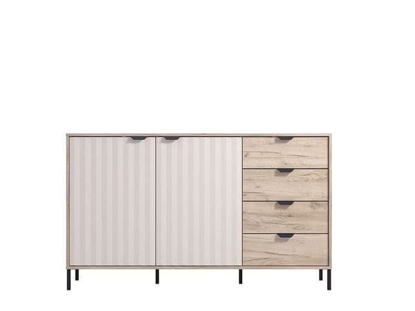 Evandria Grey Oak Effect And Cashmere Slatted Sideboard — front product view