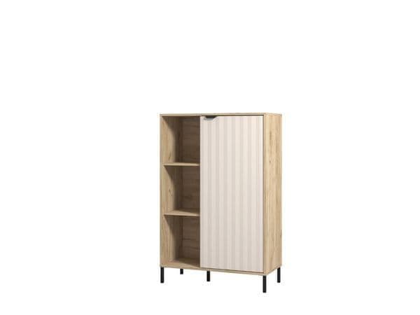 Evandria Grey Oak Effect Cashmere Slatted Short Sideboard