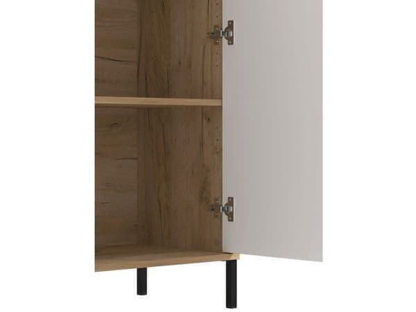 Evandria Grey Oak Effect Cashmere Slatted Short Sideboard — angled product view