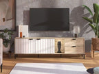Evandria Vandea Grey Oak Effect Cashmere Slatted TV Unit Cabinet