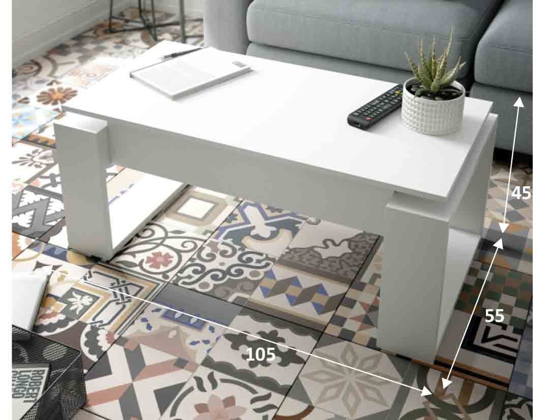 Felix White Coffee Table with Lift up Storage — front product view