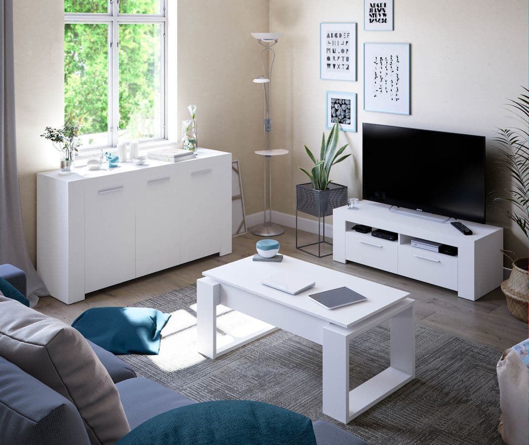 Felix White Coffee Table with Lift up Storage — side product view