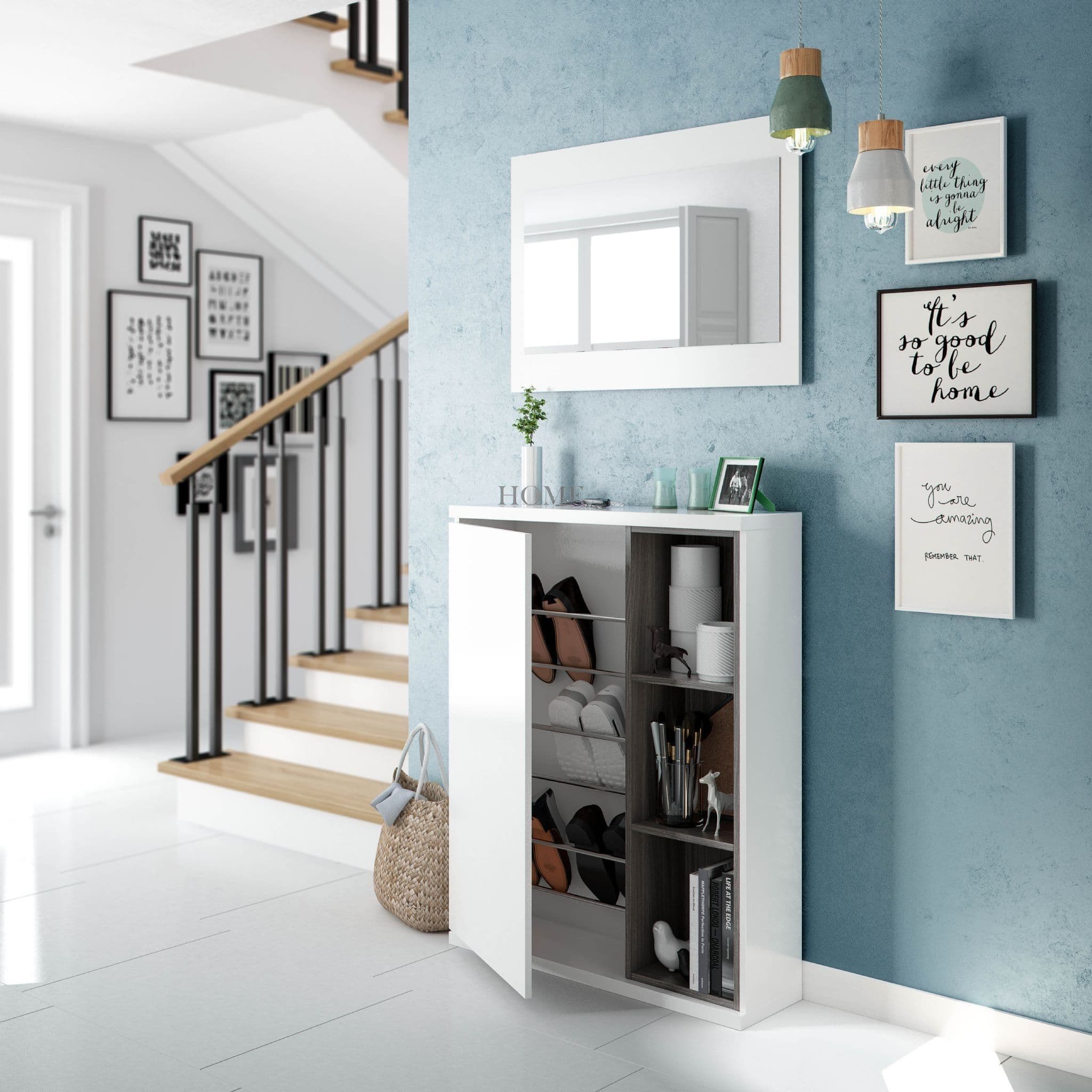 Fendi White Gloss Shoe Cabinet Hallway Unit