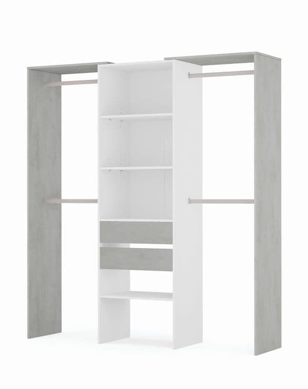 Guadalupe Large Concrete Grey and White Open Door Wardrobe