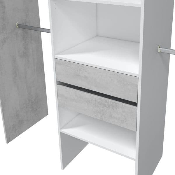 Guadalupe Large Concrete Grey and White Open Door Wardrobe