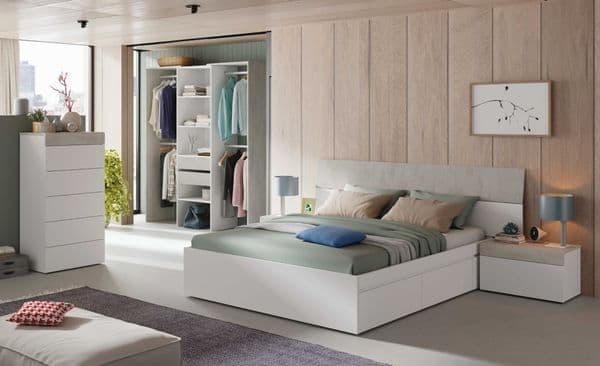 Guadalupe Large Concrete Grey and White Open Door Wardrobe — front product view