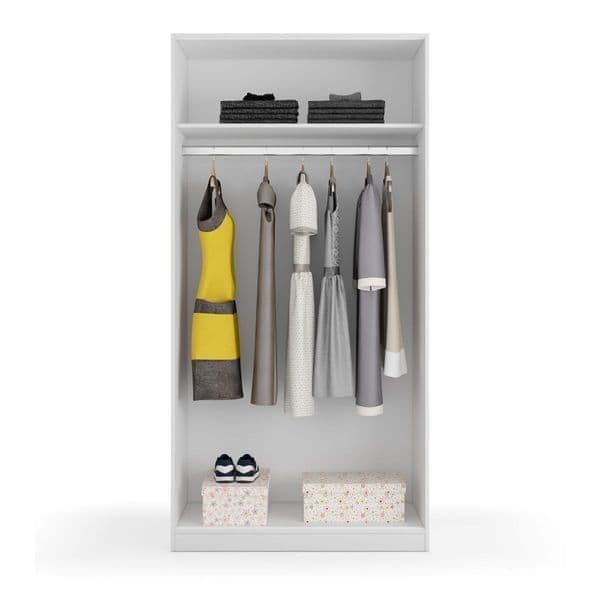 Hansen White Small Narrow Sliding 2 Door Wardrobe