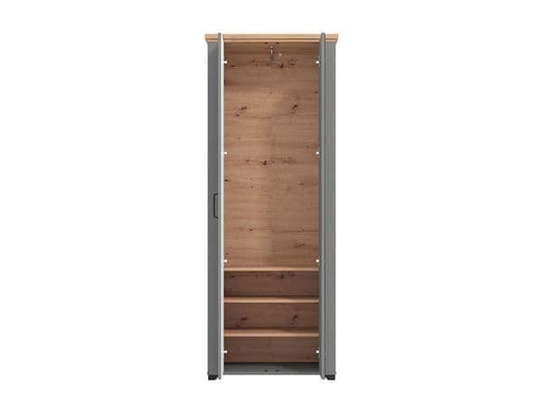 Havertz Grey And Artisan Oak Slim Narrow Shallow Depth Mirrored Wardrobe