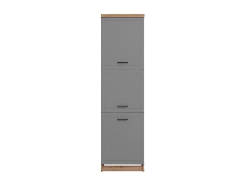 Hudson Grey And Oak Effect 60cm Wide 3 Door Tall Kitchen Larder Unit Pantry Cupboard