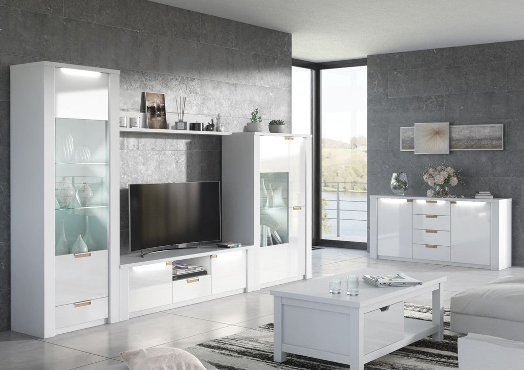 Ice White High Gloss Wide Display Unit