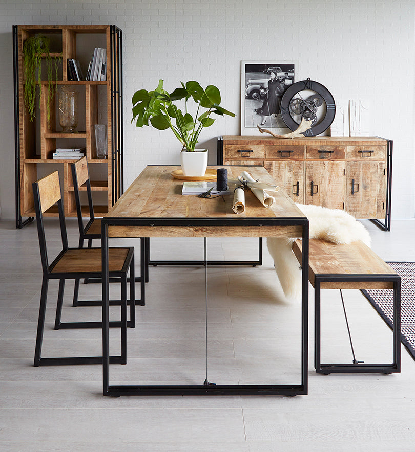Cosmo Industrial Metal & Wood Bench — alternate product view