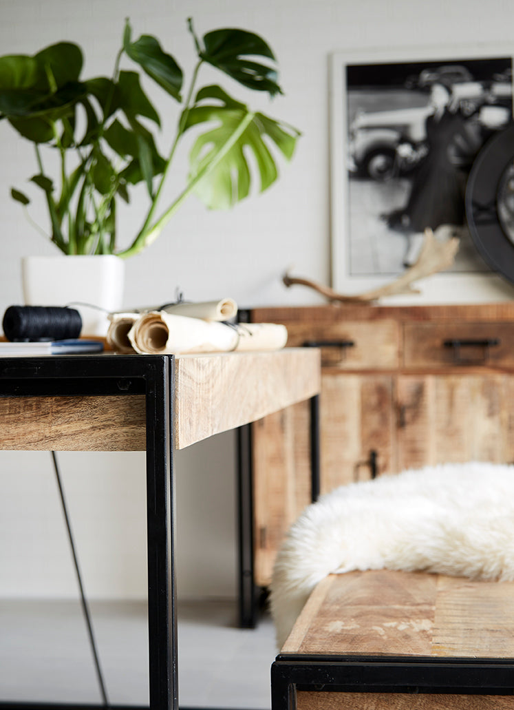 Cosmo Industrial Metal & Wood Dining Table - Medium — alternate product view