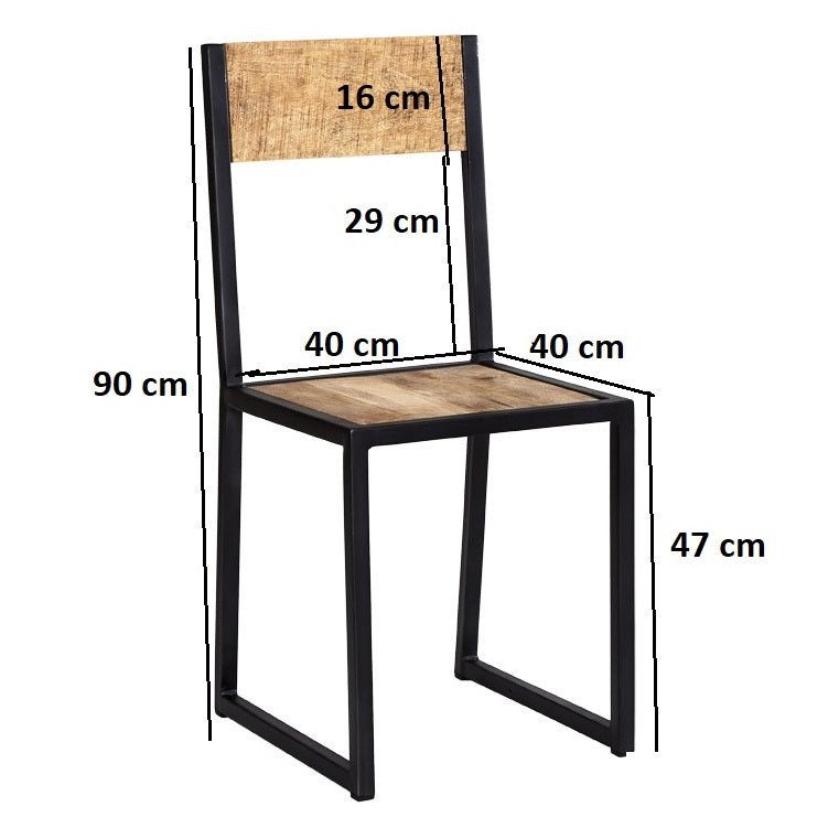 Cosmo Industrial Metal & Wood Dining Chair (Sold in Pairs) — angled product view