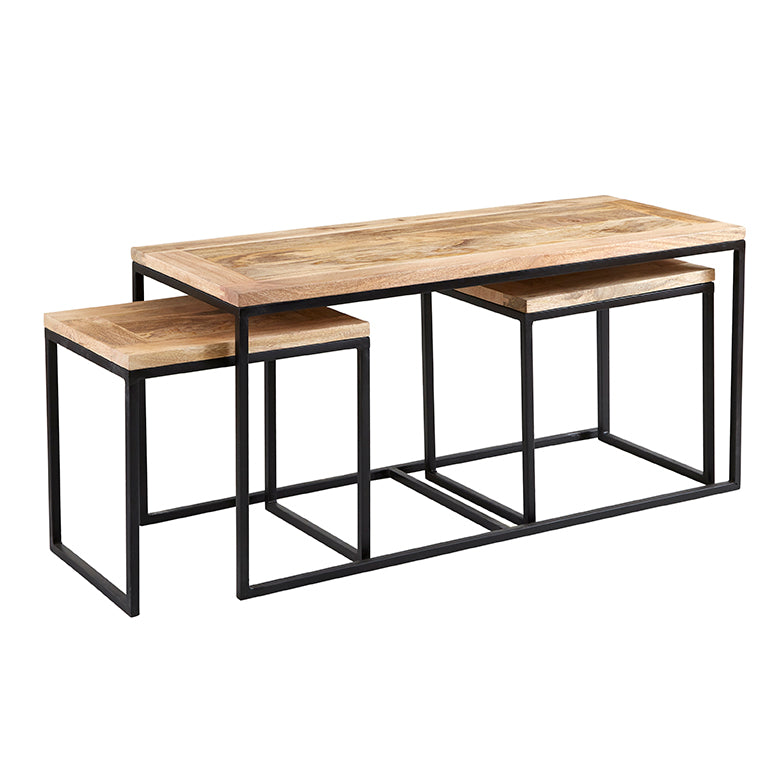 Cosmo Industrial John Long Coffee Table Set — angled product view