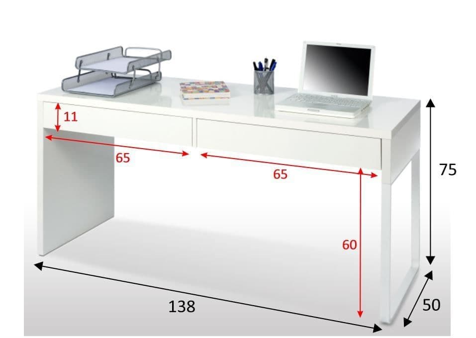 Kuba Arctic White Desk With Drawers