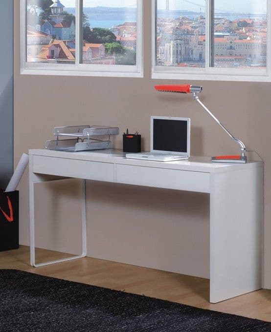 Kuba Arctic White Desk With Drawers