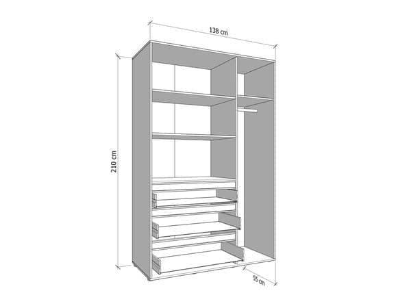 Kyoto Artisan Oak Effect 3 Door 3 Drawer Mirrored Wardrobe