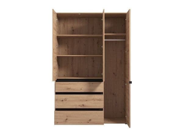 Kyoto Artisan Oak Effect 3 Door 3 Drawer Mirrored Wardrobe