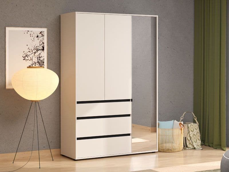 Kyoto Cashmere 3 Door 3 Drawer Mirrored Wardrobe — main product view