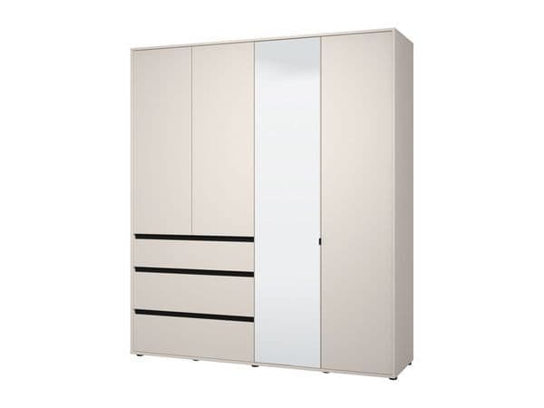 Kyoto Cashmere 4 Door 3 Drawer Mirrored Wardrobe — side product view