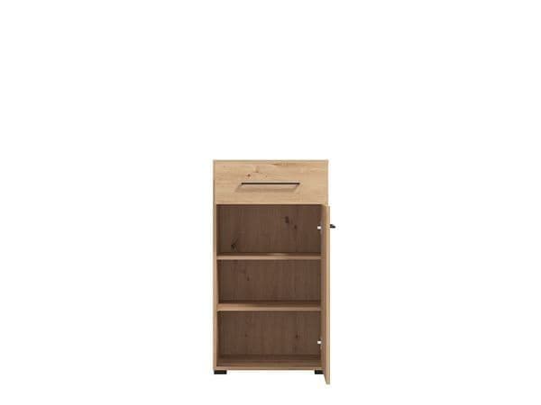 Lazlo Slatted Artisan Oak Effect Low Narrow Hallway Sideboard — front product view