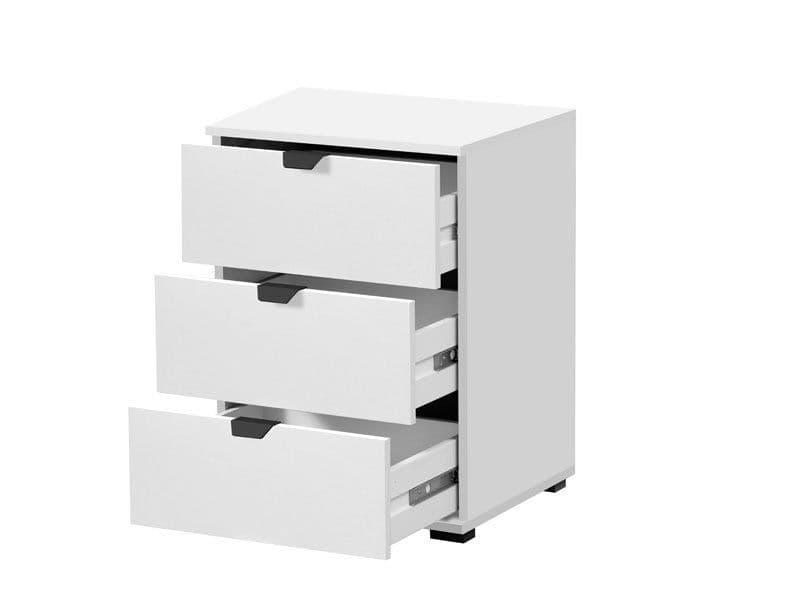 Limone Arctic White 3 Drawer Bedside Table — angled product view
