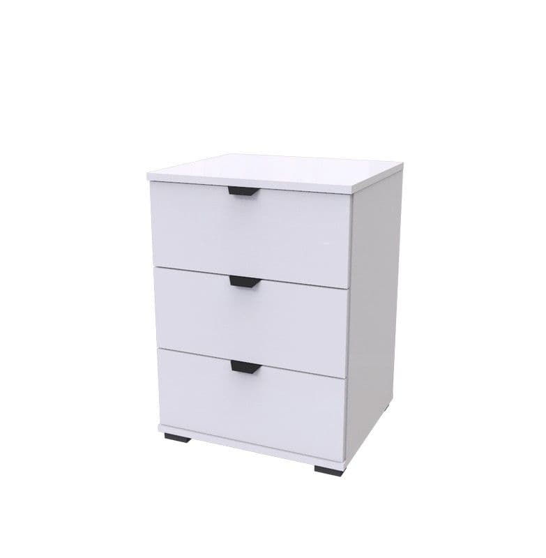 Limone Arctic White 3 Drawer Bedside Table