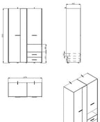 Limone Grey Oak 3 Door Wardrobe
