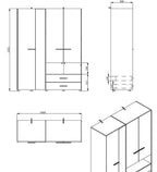 Limone Grey Oak 4 Door Wardrobe