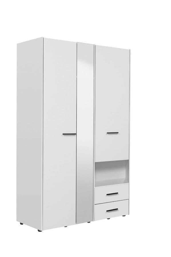Limone White 3 Door Wardrobe — angled product view