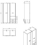 Limone White 3 Door Wardrobe