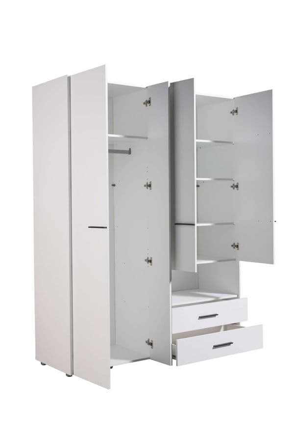 Limone White 4 Door Wardrobe — angled product view