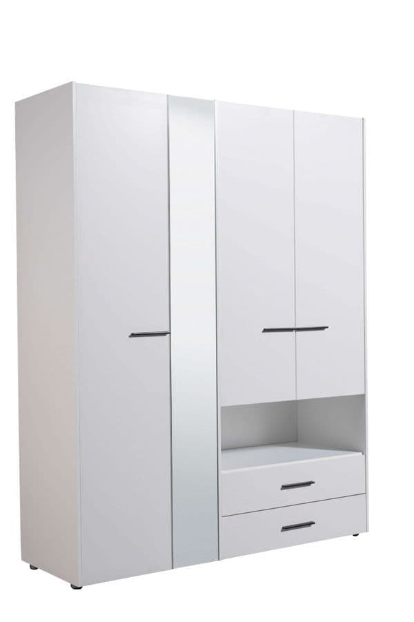 Limone White 4 Door Wardrobe — front product view