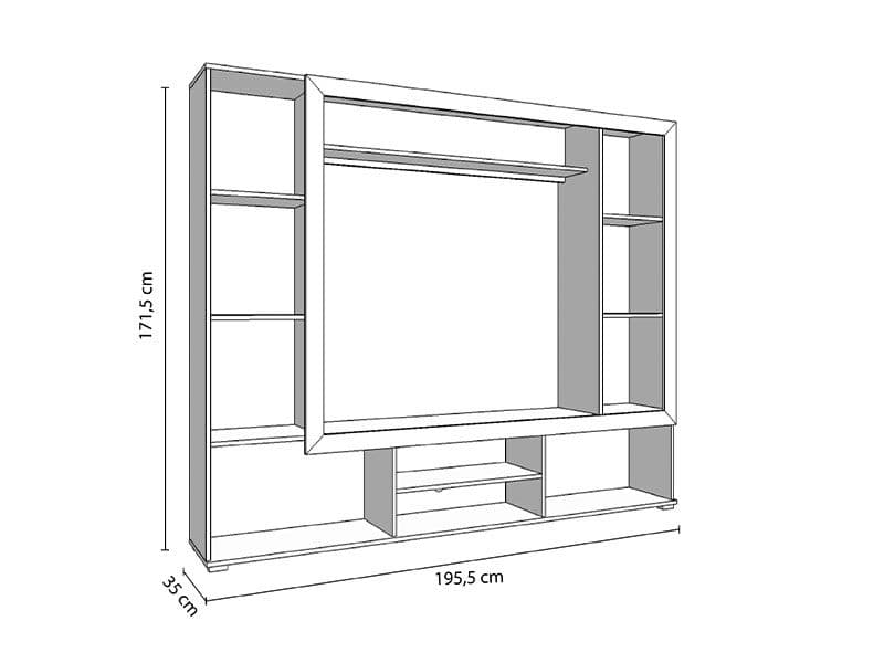 Lucerne Grey Oak Effect And Black Entertainment Unit Wall TV Cabinet
