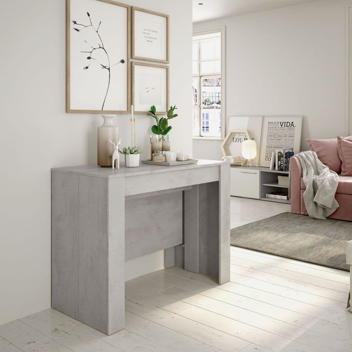 Luiz Concrete Grey Effect Large Extending Dining Table