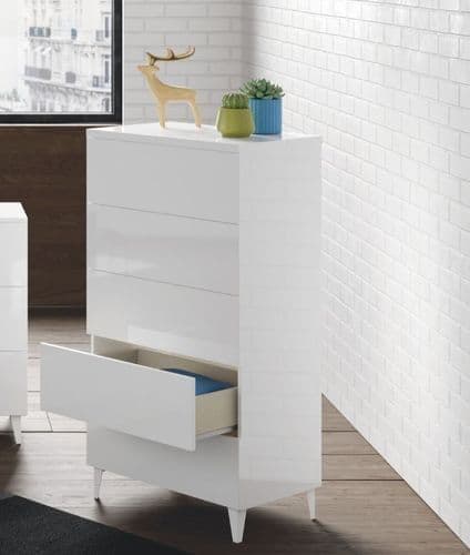 Madrid White Gloss Tall Chest Of Drawers — alternate product view