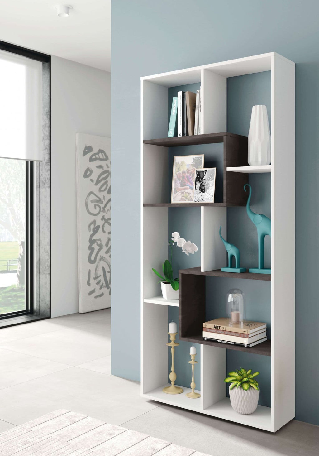 Malibu White And Dark Brown Bookcase